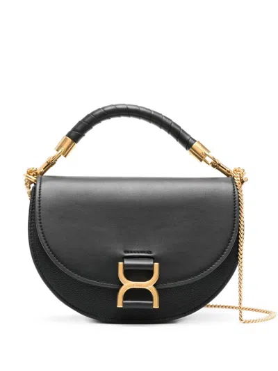 Chloé Black Marcie Bag With Flap And Chain In Nero