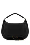 Chloé Marcie Medium Black Shoulder Bag With Logo Lettering On The Front In Suede Woman In Pattern