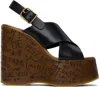Chloé Maxime Leather Slingback Platform Wedge Sandals In 001 Black