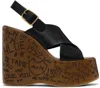 Chloé Maxime Leather Slingback Platform Wedge Sandals In 001 Black