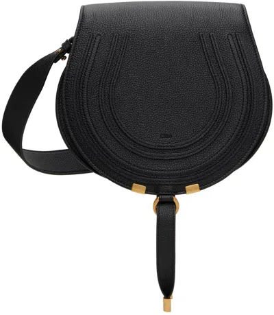 Chloé Black Medium Marcie Saddle Bag In 001 Black