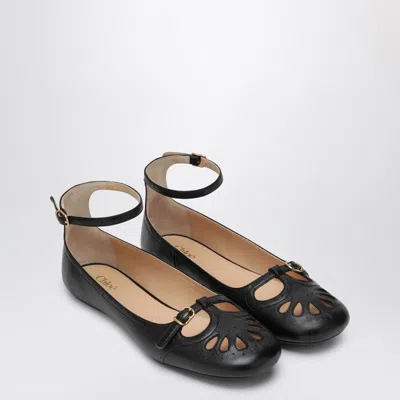 Chloé Misty Lambskin Ballerinas With Buckle In Black