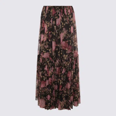 CHLOÉ BLACK MULTICOLOR SILK SKIRT