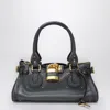 Chloé Structured Shoulder Bag With Padlock And Studs In Gray