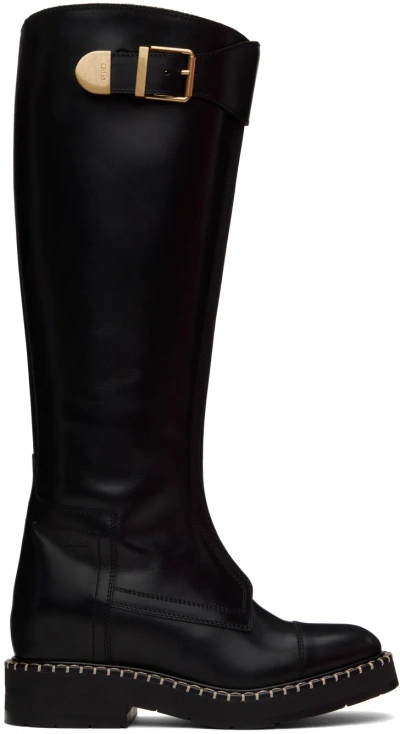 Chloé Black Noua High Boots In 001 Black