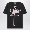 Chloé Women Black Crewneck T-shirt With Maxi Logo Print On The Front In Cotton Woman In Black