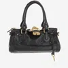 Chloé Structured Shoulder Bag With Padlock And Studs In Black