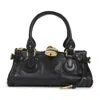 Chloé Structured Shoulder Bag With Padlock And Studs In Black