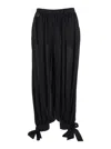 Chloé Black Pants With Ruced Details And Tied Cuffs In Silk Woman In Multicolor