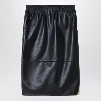 Chloé Pencil Skirt Plunge Nappa Leather Knee Length In Black