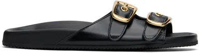 Chloé Polly Leather Double-buckle Slide Sandals In Black