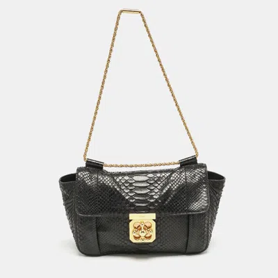 Pre-owned Chloé Black Python Medium Elsie Chain Shoulder Bag