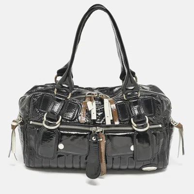 Pre-owned Chloé Black Quilted Patent Leather Bay Satchel