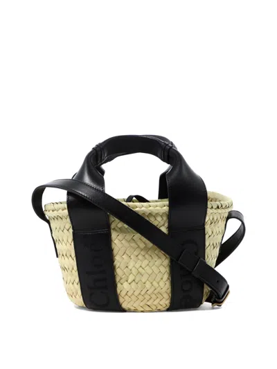Chloé Black Raffia And Leather Bucket Bag For Women