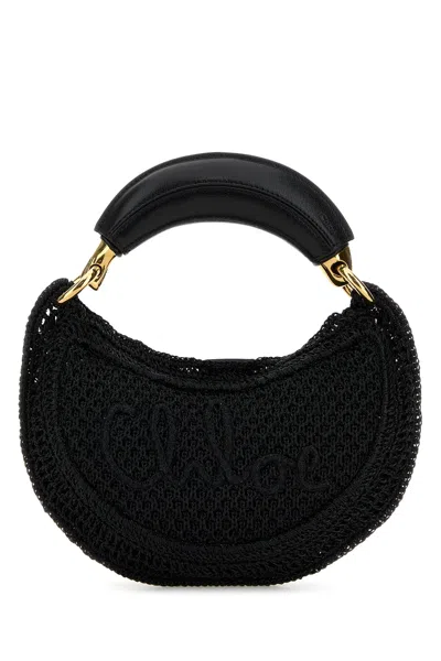 Chloé Chloe Black Raffia Mini Summer Banana Handbag