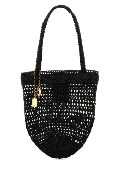 Chloé Chloe Black Raffia Small Summer Banana Shopping Bag