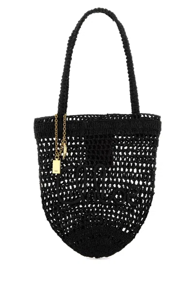 Chloé Small Summer Banana Tote Bag In Raffia In Black