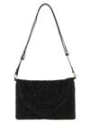 Chloé Chloe Black Raffia Summer Banana Crossbody Bag In Black