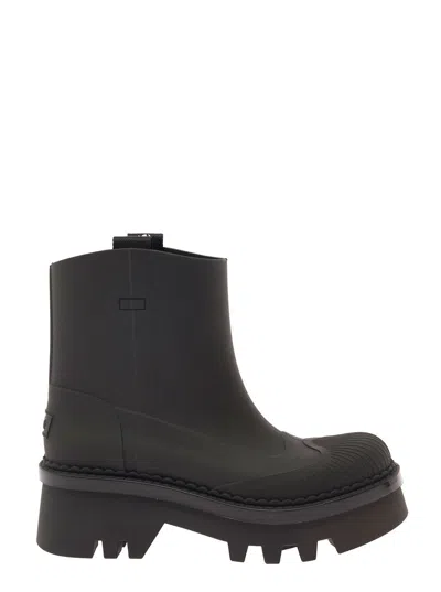 CHLOÉ BLACK RAINA MID-CALF RAIN BOOT IN ORGANIC RUBBER WOMAN