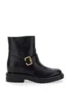 Chloé Leather Coddington Biker Booties In Black