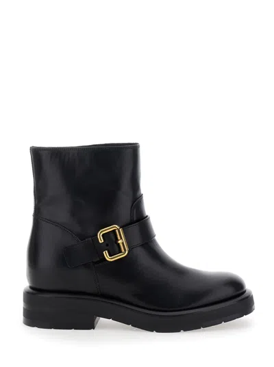 CHLOÉ BLACK ROUND TOE BOOTS