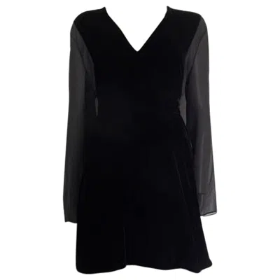 Pre-owned Chloé Chloe Black Sheer Sleeve Velvet Mini Dress 38 S