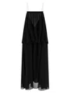 Chloé Open-back Embellished Tiered Silk-georgette Maxi Dress In Black