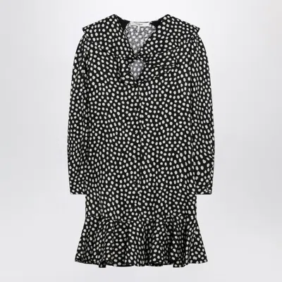 Chloé Black Silk Jacquard Mini Dress With Polka Dot Print In Multi