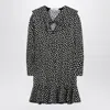 Chloé Dots-print Silk Jacquard Capelet Long-sleeve Mini Dress In Gray