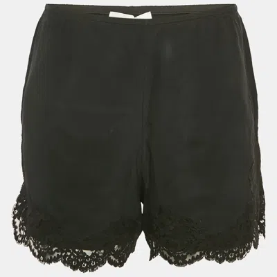 Pre-owned Chloé Black Silk Lace Trimmed Shorts S