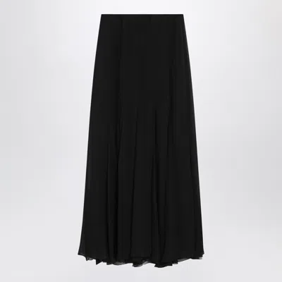 Chloé Chiffon Skirt Flared Cut High Waist Midi In Black