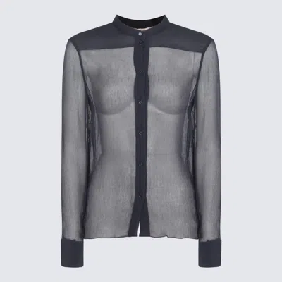 Chloé Black Silk Shirt In Graphite Blue