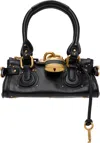 Chloé Paddington Black Shoulder Bag With Oversized Padlock And C-shaped Buckles In Grainy Leather Woman In Black