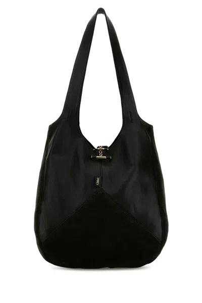 Chloé Chloe Women Brown Suede And Leather Balloon Shopping Bag In Black