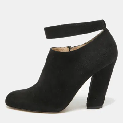 Pre-owned Chloé Black Suede Zip Up Booties Size 39.5