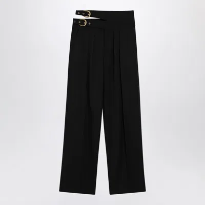 Chloé Black Trousers With Double Belt And Gold Buckles