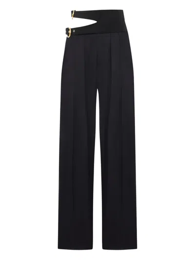 Chloé Chloe Belt-effect Straight-leg Wool Trousers In Black