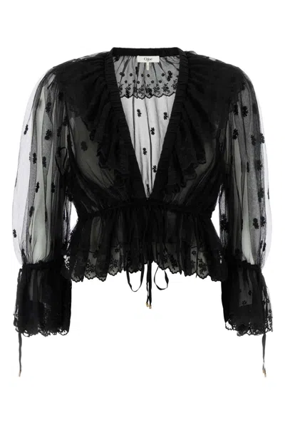 CHLOÉ BLACK TULLE TOP