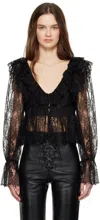 Chloé Cropped-spitzentop Mit V-ausschnitt In 001 Black