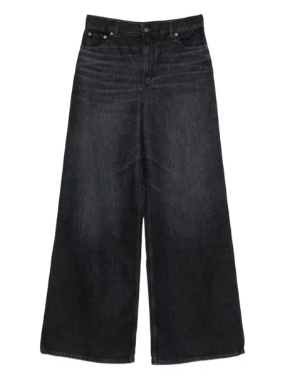 CHLOÉ BLACK WHISKERED WIDE-LEG JEANS