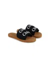 CHLOÉ BLACK WOODY LOGO-PRINT SLIDES