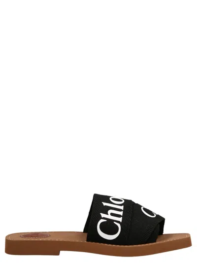 CHLOÉ BLACK WOODY SANDALS