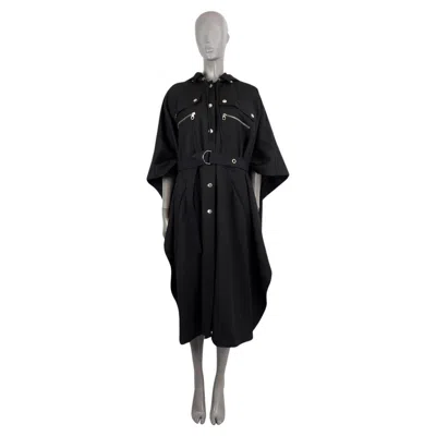 Pre-owned Chloé Chloe Black Wool 2018 Short Sleeve Gaberdine Cape Coat Jacket 36 Xs