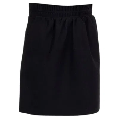 Pre-owned Chloé Chloe Black Wool & Cotton Pleated Waist Skirt 34 Xss