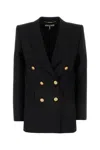 Chloé Cascade-lapel Double-breasted Boucle Jacket In Black
