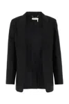 Chloé Chloè Single Breasted Silk Blend Wool Jacket In Black