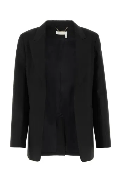 Chloé Open-front Ramie Blazer In Black