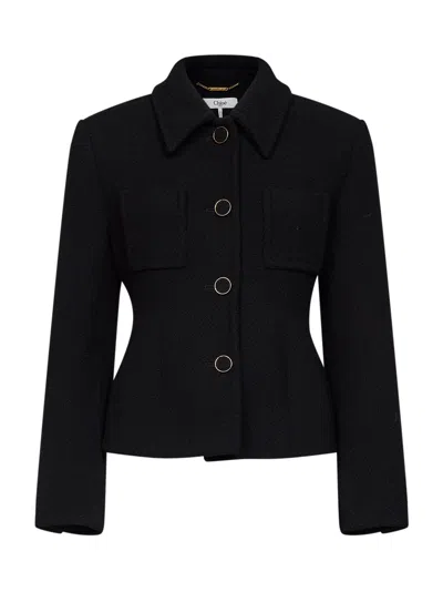 Chloé Black Wool Blend Bouclette Jacket