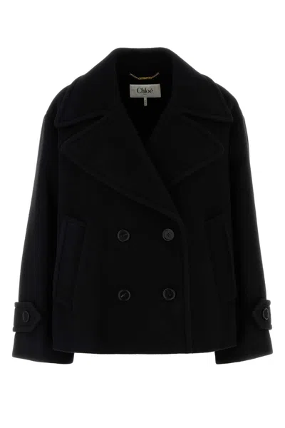 Chloé Chloe Black Wool Blend Coat