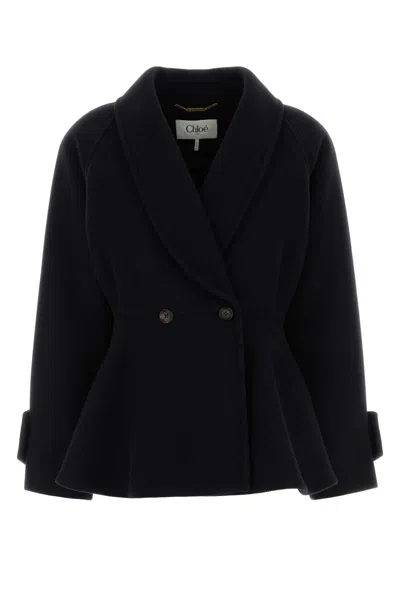 CHLOÉ CHLOÉ BLACK WOOL BLEND COAT
